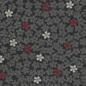 Petite Cherry Blossoms: Navy Blue Asian Japanese Fabric - 1/2 Yard Increments