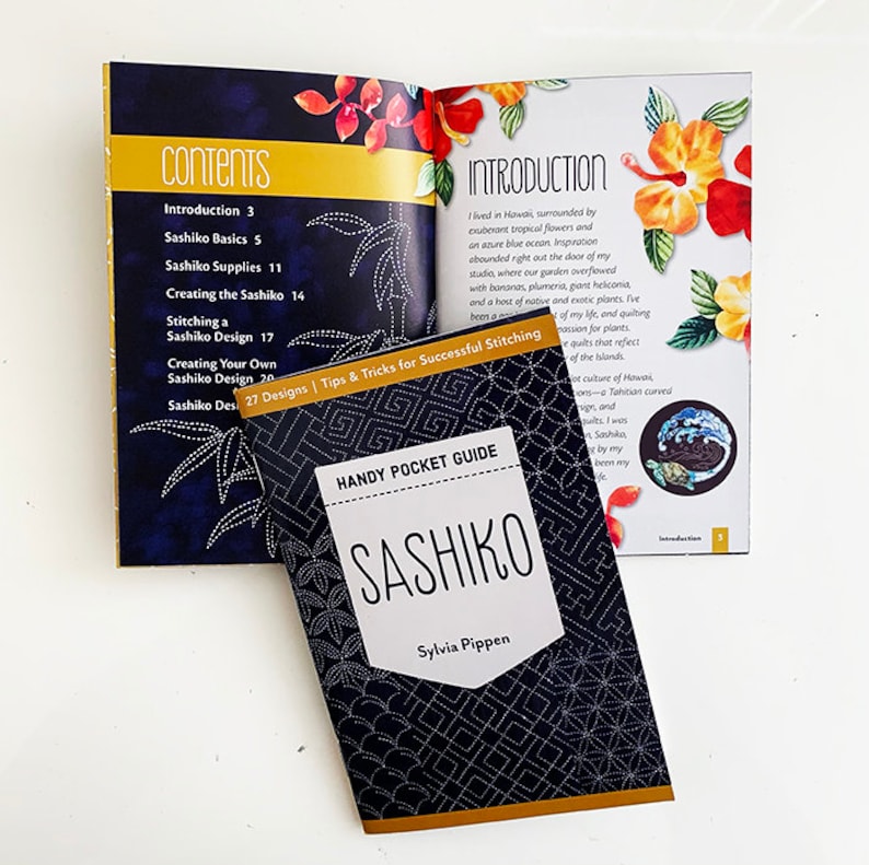 SASHIKO STARTER KIT: Sashiko Guide (Pippen), Fabric, Needles, Thread, Thimble, Threader/Cutter, Transfer Paper Bild 2