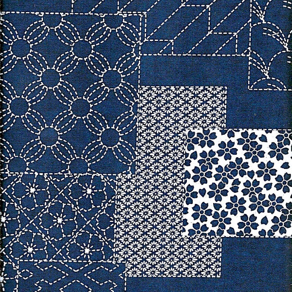NEW! Japanese Patchwork Design - Indigo Takumi Cotton Fabric - Perfect for Sashiko and Boro Stitching