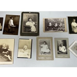 Collection of 10 Vintage Antique Children Photographs