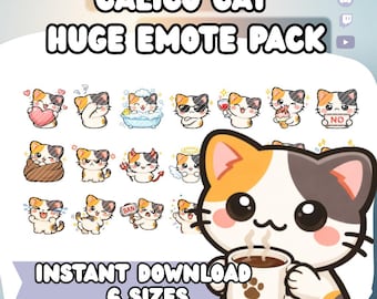 Kawaii Calico Cat Twitch Emotes Pack | Stream Icons (Digital Download)