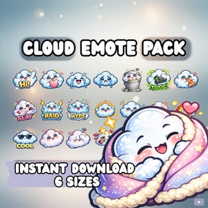 Blue Cloud Chibi Emote Pack | Twitch & Discord Streaming PNG Emojis