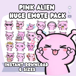 Paquete de emoticonos de alienígenas rosas / Iconos para transmisiones (Descarga digital)