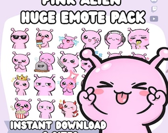 Pink Alien Emotes Pack | Stream Icons (Digital Download)