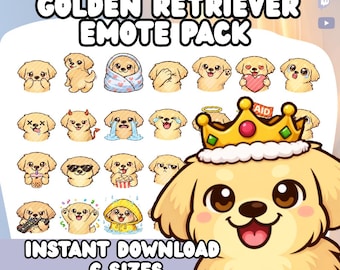 Golden Retriever Emotes Pack | Dog Stream Icons (Digital Download)