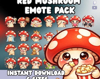 Red Mushroom Emotes Pack | Stream Icons (Digital Download)