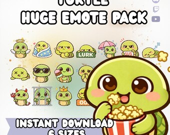 Kawaii Turtle Twitch Emotes Pack | Turtle Stream Icons (Digital Download)