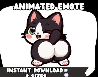 Animated Tuxedo Cat Twerk Emote, Twitch/Discord (Digital Download, 3 Sizes)
