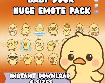 Kawaii Baby Duck Twitch Emotes Pack | Yellow Duck Stream Icons (Digital Download)
