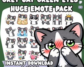 Grey Tuxedo Cat Emotes | Stream Icons (Digital Download, 6 Sizes) - Discord, Twitch, Youtube Emotes