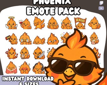 Kawaii Phoenix Twitch Emotes Pack | Phoenix Stream Icons (Digital Download)