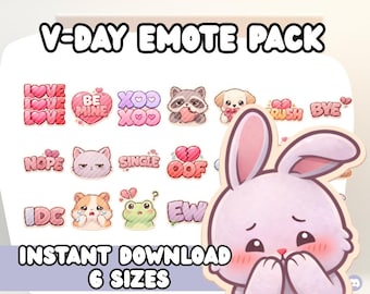 Valentine's Animal Emotes Bundle | Kawaii Twitch Discord Emotes (PNG Digital Download)