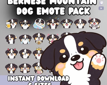 Bernese Mountain Dog Emotes Pack | Dog Stream Icons (Digital Download)