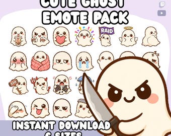 Kawaii Ghost Twitch Emotes Pack | Stream Icons (Digital Download)