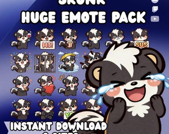 Skunk Emotes | Stream Icons (Digital Download, 6 Sizes) - Discord, Twitch, Youtube Emotes