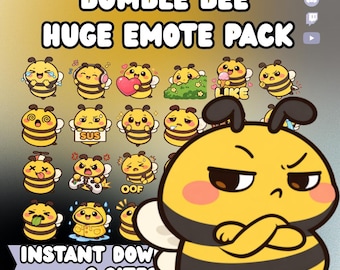 Kawaii Bumble Bee Twitch Emotes Pack | Bee Stream Icons (Digital Download)