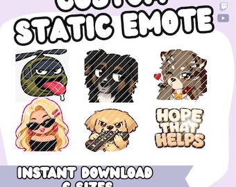 Custom Chibi Emote – Cozy Kawaii Style for Twitch, Discord, YouTube (Digital Download, 6 Sizes)