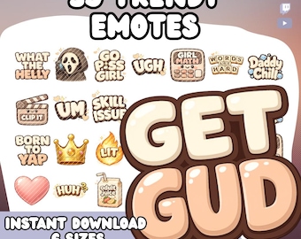 Trendy Twitch Emotes Pack | Cozy Neutral Gamer Emotes | Discord & Streaming Chat PNGs