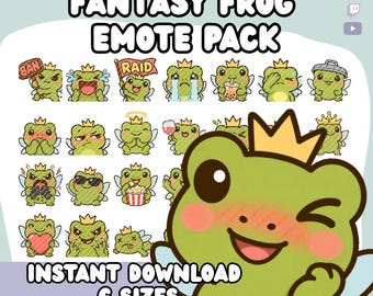 Kawaii Frog Twitch Emote Pack | Fantasy Frog Stream Icons (Digital Download)