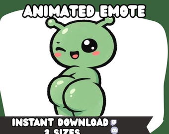 Animated Green Alien Twerk Emote, Twitch/Discord (Digital Download, 3 Sizes)