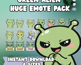 Green Alien Emotes Pack | Stream Icons (Digital Download)
