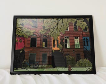 Framed Brownstones Print