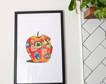 Framed Stickered Apple Print