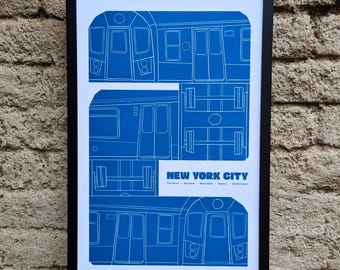 Framed 11" x 17" NYC Subway Print