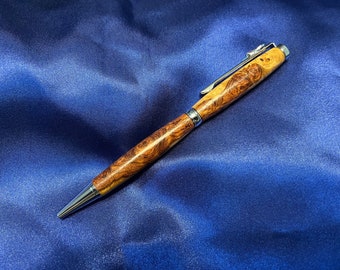 Handmade Amboyna Burl Ballpoint Pen - Breast Cancer Awareness