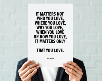 John Lennon quote love poster Digital Print | Wall Art | Home Decor | Lennon Quote Typography Print | Minimalist Type | Love Print