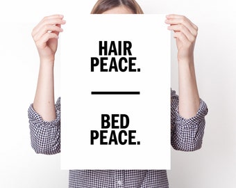 John Lennon quote Hair Peace Bed Peace poster Digital Print | Wall Art | Home Decor | Lennon Quote | Typography Print Minimalist Type