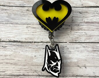 Batman Joker Cute Chibi Character Heart Lanyard Retractable Reel Badge ID Card Holder