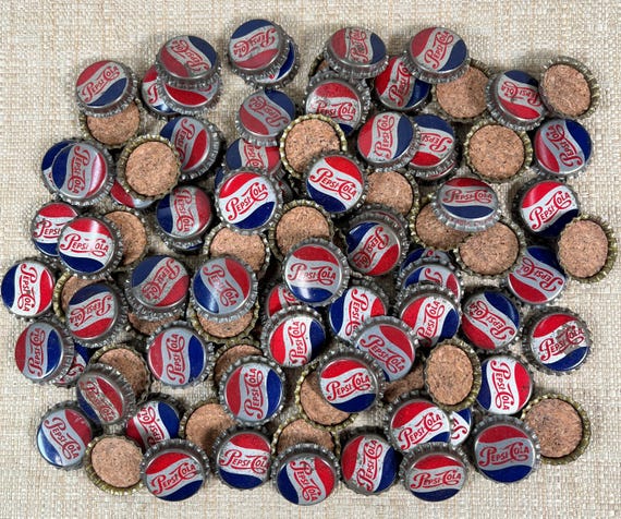 Vintage Pepsi Cola Bottle Caps. Corked Lined, 1950