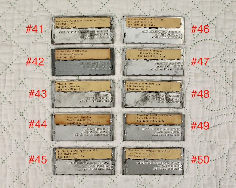 Vintage Metal Business Labels, Advertising Labels, Printing Plates, Business Tag, Vintage Metal, Recycled Metal, Embossed Label image 6