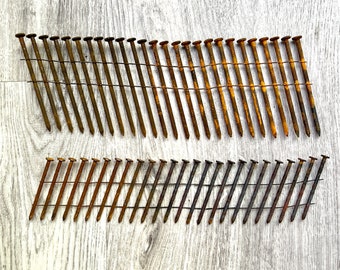Rusty Nails, Strip of 25 wire connected, 3" Long Rusty Nails OR 2" Long Spiral Shank Rusty Nails, Rust Printing, Eco Printing Supply