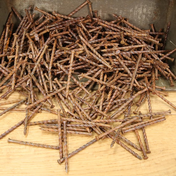 Vintage Rusted Twist Nails, 2-1/4