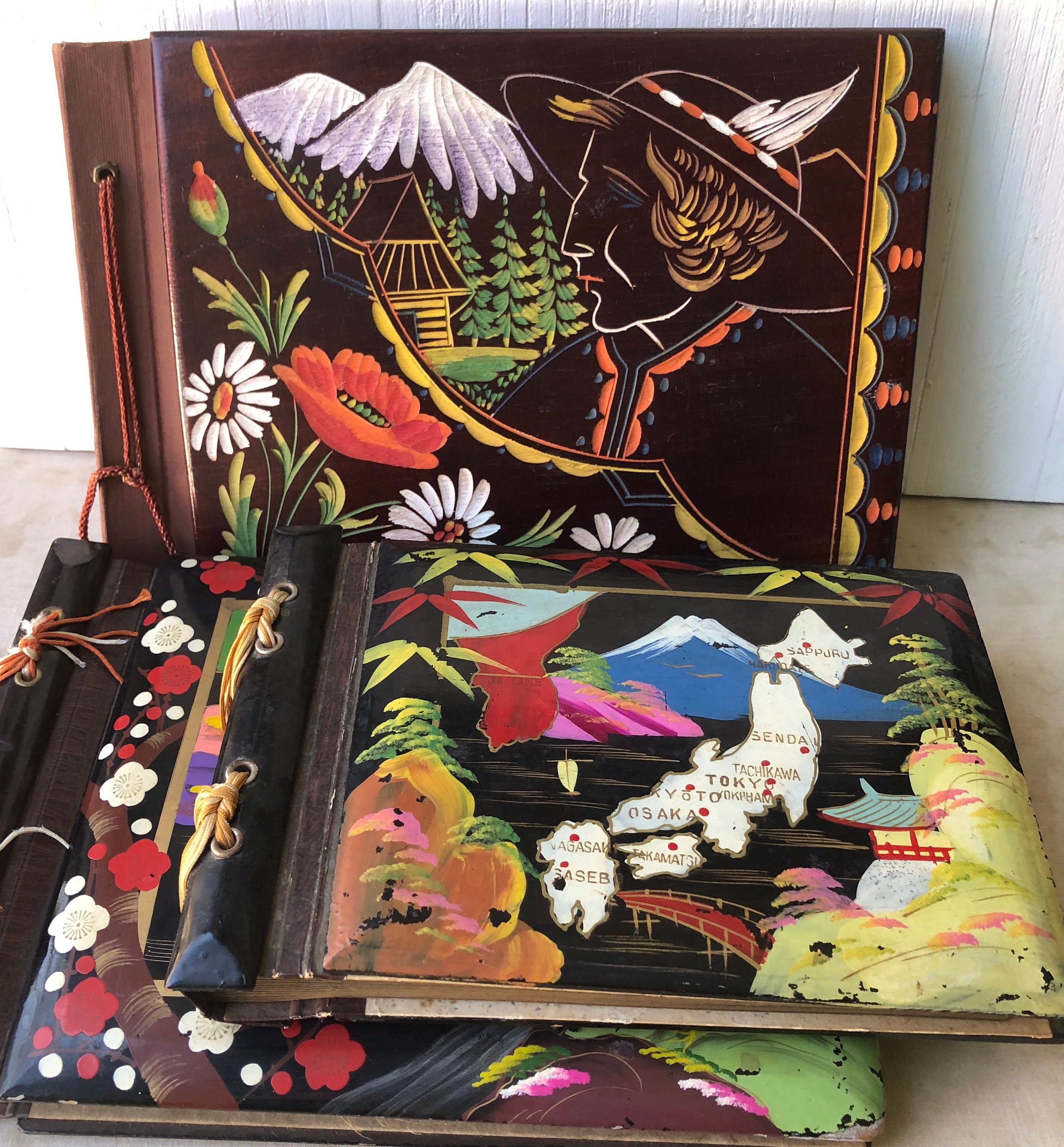 Vintage Japanese Photo Albums 1950's Asian Decor Etsy