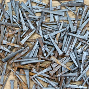 Vintage Nails, 1-1/2&quot; Square Cut, Steel Square Head Nails, Lot of 25,  Rusty Goodness, Architectural Salvage, Restoration, Vintage Hardware