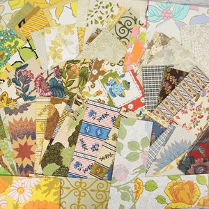 Vintage behangafvalverpakkingen, sets van 10 verschillende stukken van 3" x 9" lang, mixed media papier ambachtelijke collage en efemere voorraden. 10-18