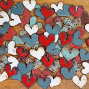 Metal Hearts , Hand Cut 1.75" to 2" approximately, Recycled Metal Hearts, Set of Two