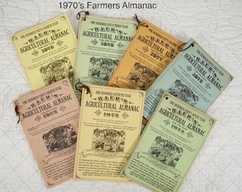 1970's Farmers Almanac, Baer's Agricultural Almanac, Great Ephemera For Mixed Media Art Projects.  Sold Separately.