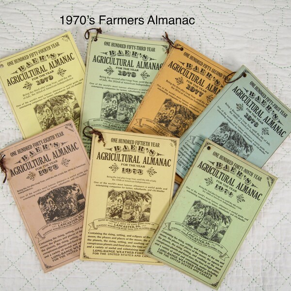 1970's Farmers Almanac, Baer's Agricultural Almanac, Great Ephemera For Mixed Media Art Projects.  Sold Separately.