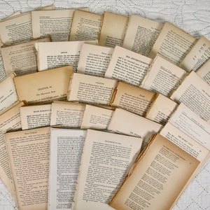Vintage Book Text Bundle, Over 400 Pages of Assorted Book Papers from 30 or More Old books, Great For Paper Craft or Mixed Media Projects