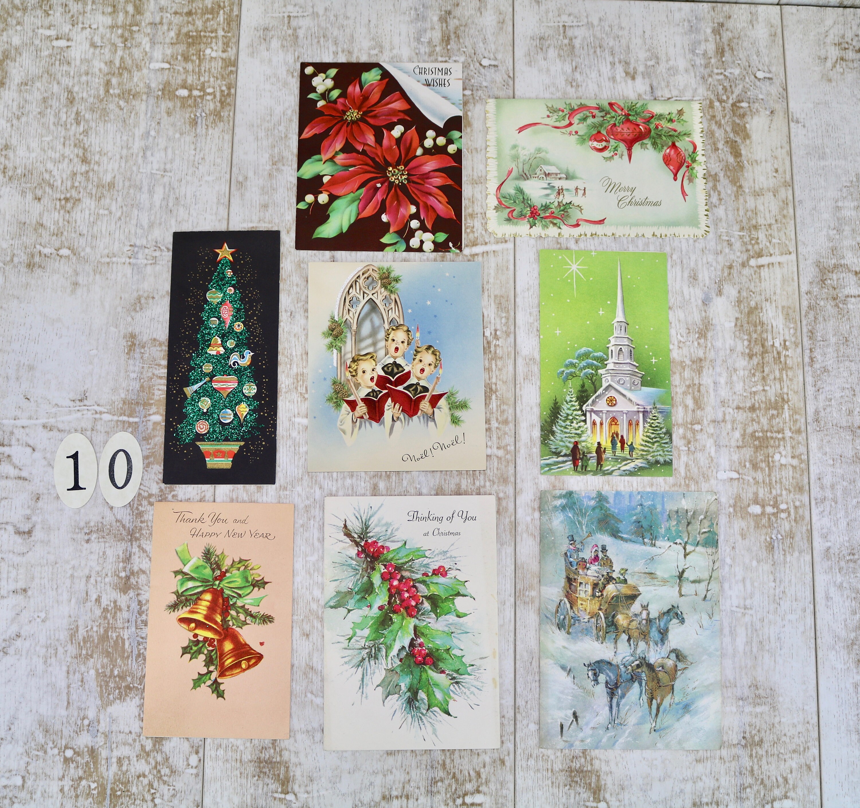 Vintage Christmas Cards Lot of 8 Used Christmas Cards | Etsy