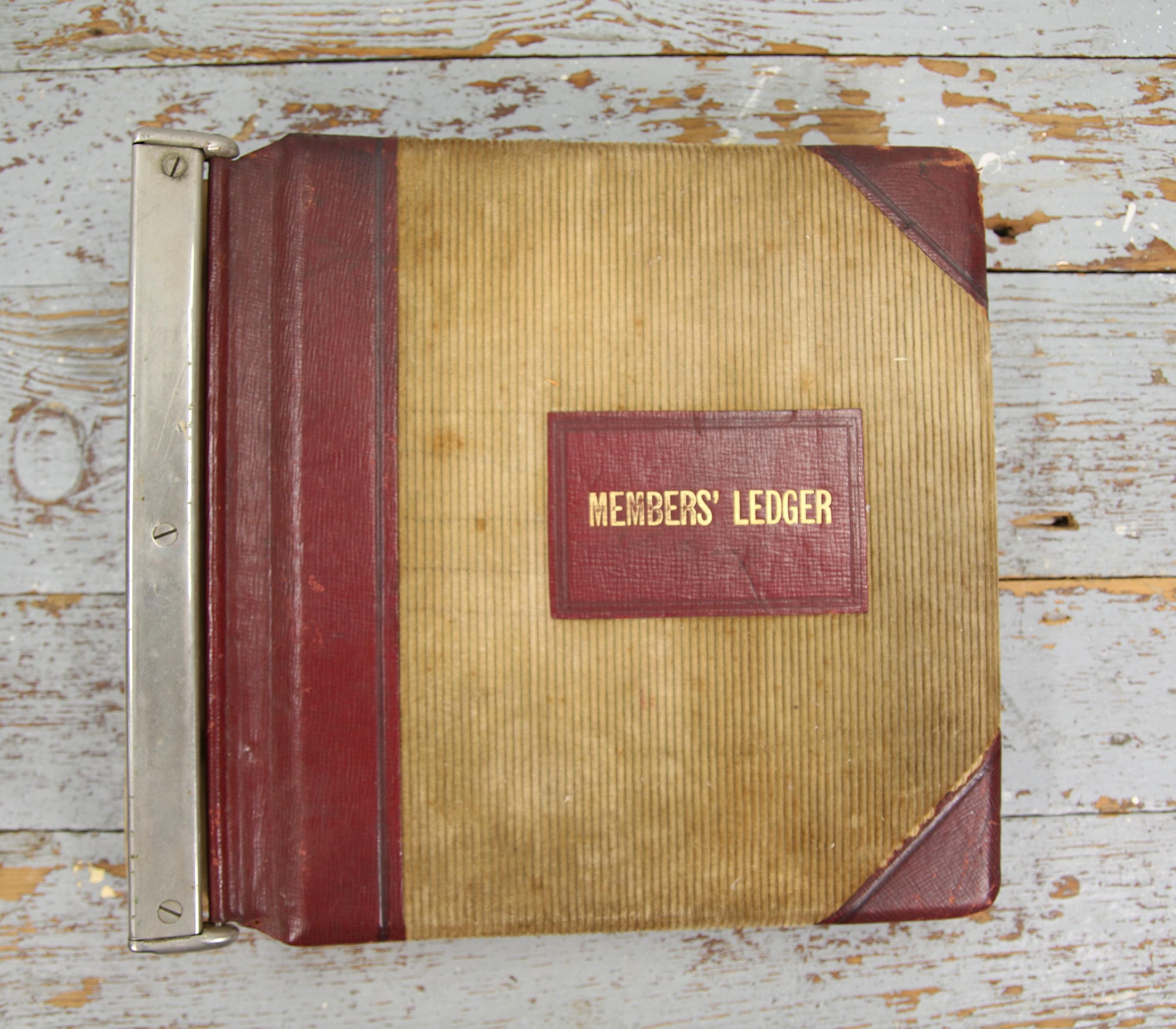 Vintage Ledger Book, Red Leather With Corduroy Cover and A-Z