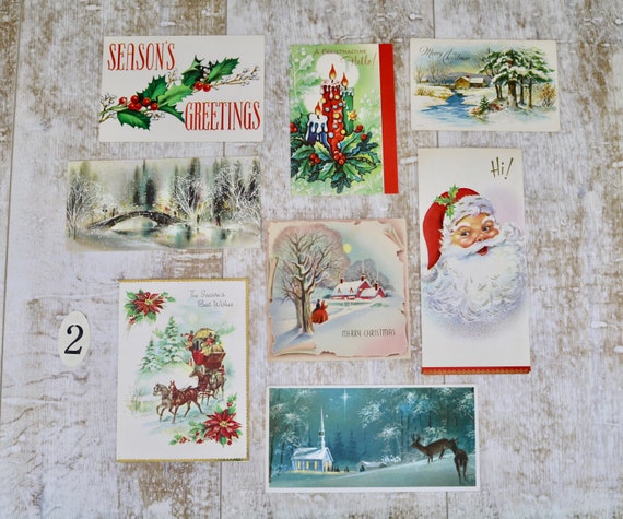 Vintage Christmas Cards Lot of 8 Used Christmas Cards | Etsy