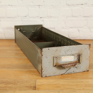 Old Metal Drawer, Vintage Green Steel Parts Drawer With Pull That Was Rescued From An Old Military Cabinet.  #10