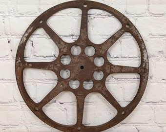 VTG 16mm 1200 Ft. Metal Movie Reel, Made By Bell & Howell Company In Chicago. Weathered And Rusty, Great Film Reel For Repurposing!