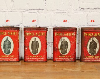 port royal tobacco tin Vintage Prince Albert Tobacco Pocket Tins, Rusty Old Advertising Tin Each  Sold Separately. 1913-1938 Version