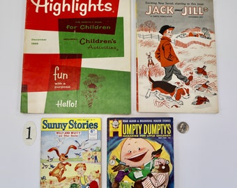 Vintage Children's Magazines for Paper Crafts! Highlights, Jack and Jill, Humpty Dumpty, Sunny Stories, Junk Journal, Collage, Junk Journals